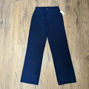 NWT $98 Due per Due Womens Pants Knitted Navy Blue Straight Leg Travel S